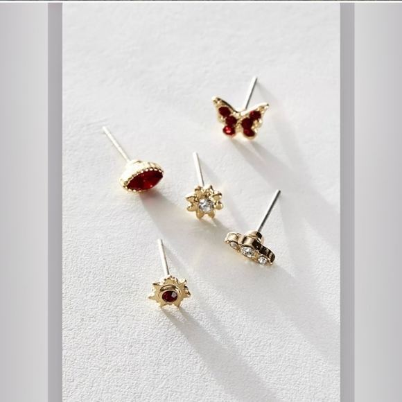 NWT Free People Black Rosette Stud Earrings Set Pack Brooch Pin Bohemian - Picture 5 of 7